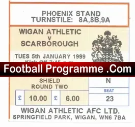 Wigan Athletic v Scarborough 1999 – Auto Shield Football Ticket
