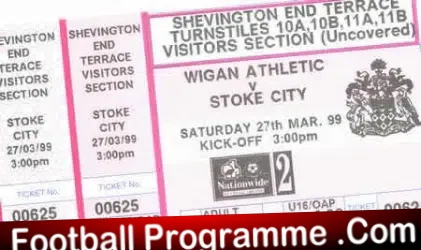 Wigan Athletic v Stoke City 1999 – Ticket Unused