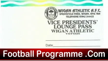 Wigan Athletic Vice Presidents Lounge Pass Unused