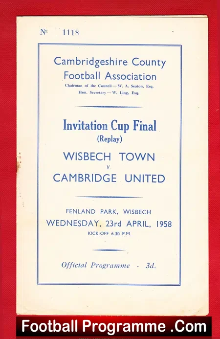 Wisbech Town v Cambridge United 1958