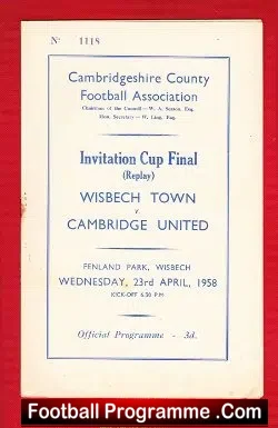 Wisbech Town v Cambridge United 1958