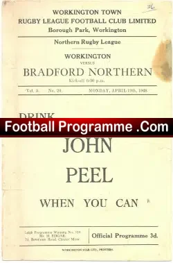 Workington Town Rugby v Bradford Northern 1948 – TC