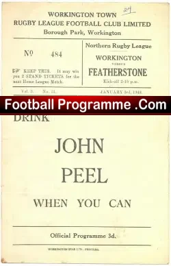 Workington Town Rugby v Featherstone Rovers 1948