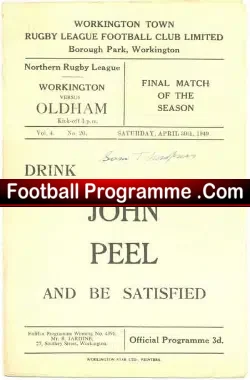 Workington Town Rugby v Oldham 1949