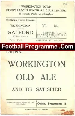 Workington Town Rugby v Salford 1949