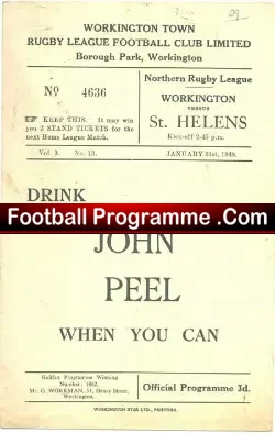 Workington Town Rugby v St Helens 1948
