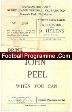 Workington Town Rugby v St Helens 1948