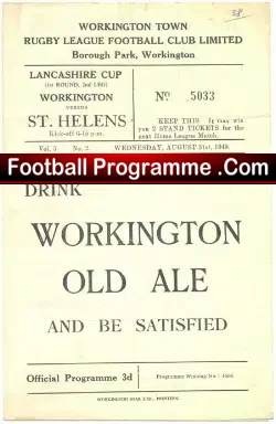 Workington Town Rugby v St Helens 1949