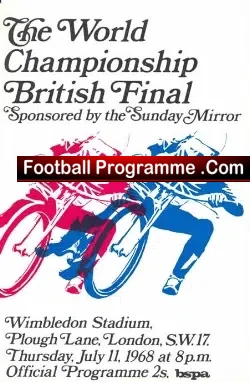 World Speedway Championship British Final 1968 - speedway programme