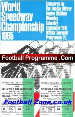 World Speedway Championship World Final 1965 + Tickets - sports memorabilia