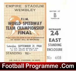 World Speedway Final Ticket 1968