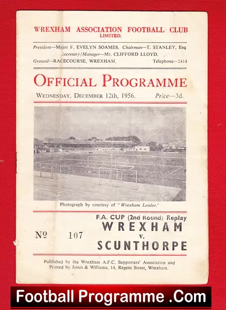 Wrexham v Scunthorpe United 1956 – FA Cup – to clear