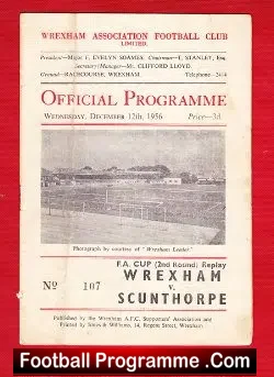 Wrexham v Scunthorpe United 1956 – FA Cup – to clear