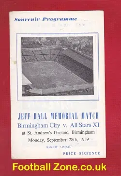 Jeff Hall Memorial Testimonial Benefit Birmingham City 1959