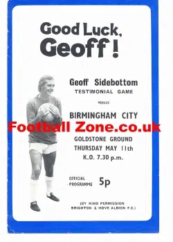 Geoff Sidebottom Football Benefit Testimonial Brighton Hove 1970