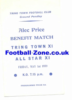 Alec Price Testimonial Benefit Match Tring Town 1959
