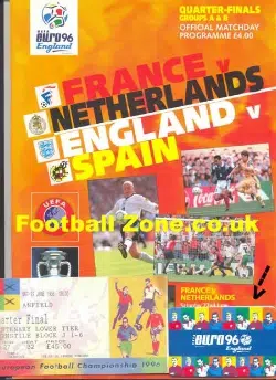 England v Sweden 1996 - Euro 96 + Ticket + Booklet