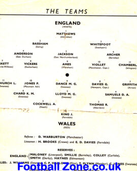 England v Wales 1949 – Maine Road Manchester City Dennis Viollet