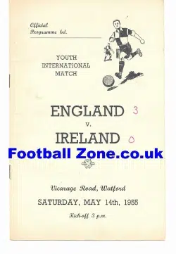 England v Ireland 1955 – Youths Vicarage Road Watford