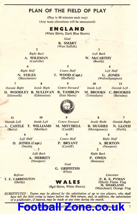 England v Wales 1957 - Wembley School Boys Match