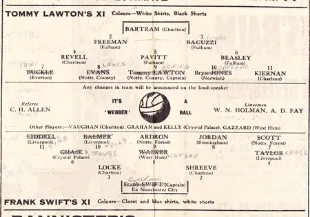 Crystal Palace Football Benefit Match 1950