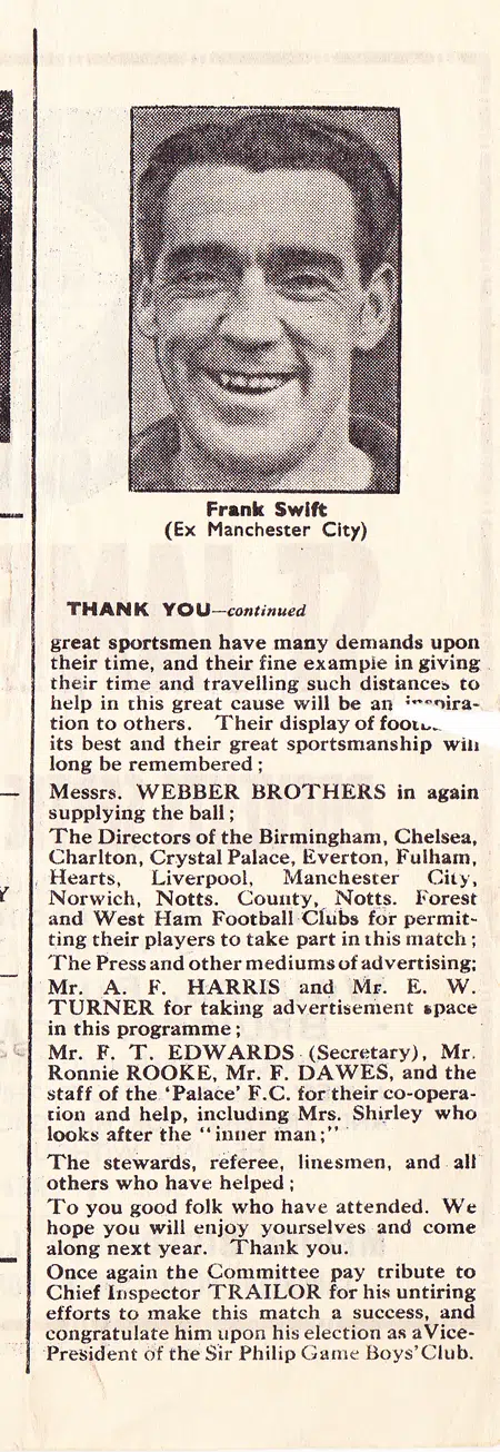 Crystal Palace Football Benefit Match 1950