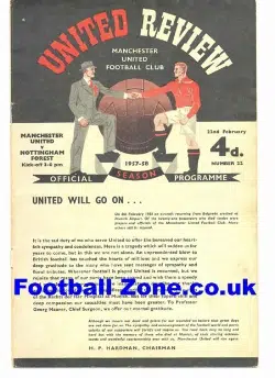 Manchester United v Nottingham Forest 1958