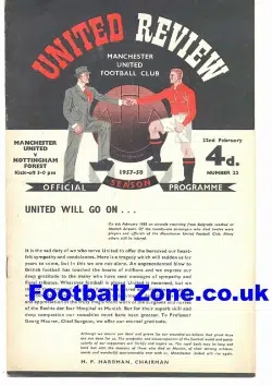 Manchester United v Nottingham Forest 1958