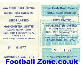 Leeds United v Manchester United 1972 - Ticket