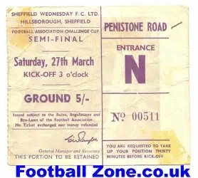 Manchester United v Leeds United 1965 - FA Cup Semi Final Ticket