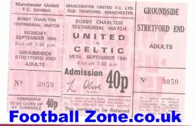 Manchester United v Glasgow Celtic 1972 - Bobby Charlton Testimonial