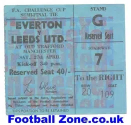 Everton v Leeds 1968 - FA Cup Semi Final Ticket at Man Utd