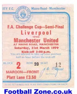 Manchester United v Liverpool 1979 - FA Cup Semi Final Ticket