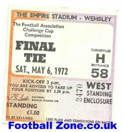 Leeds United v Arsenal 1972 - FA Cup Final Ticket