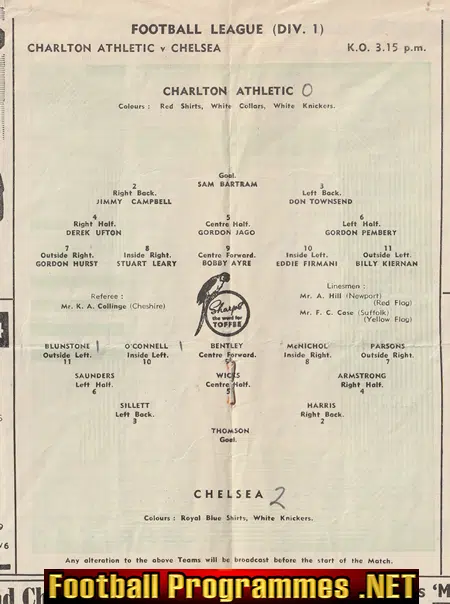 Charlton Athletic v Chelsea 1955 - Champions Season 54/55