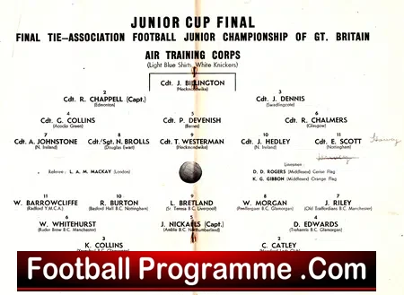 Air Corp v Boys 1952 – Junior Championship Cup Final Wembley
