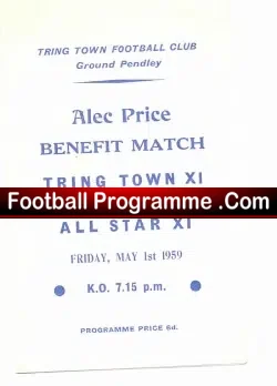 Alec Price Testimonial Benefit Match Tring Town 1959
