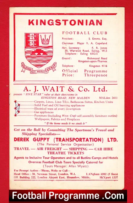 Army XI v London FA XI 1961 – at Kingstonian FC