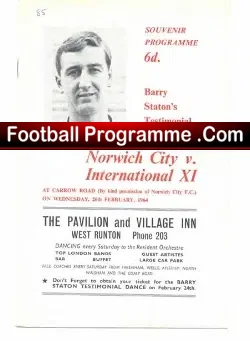 Barry Staton Testimonial Benefit Match Norwich City 1964