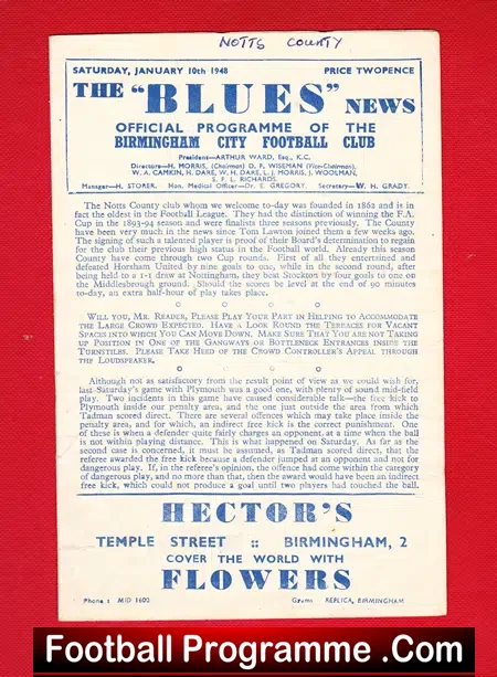 Birmingham City v Notts County 1948