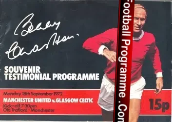 Bobby Charlton Testimonial Benefit Match Manchester United 1972
