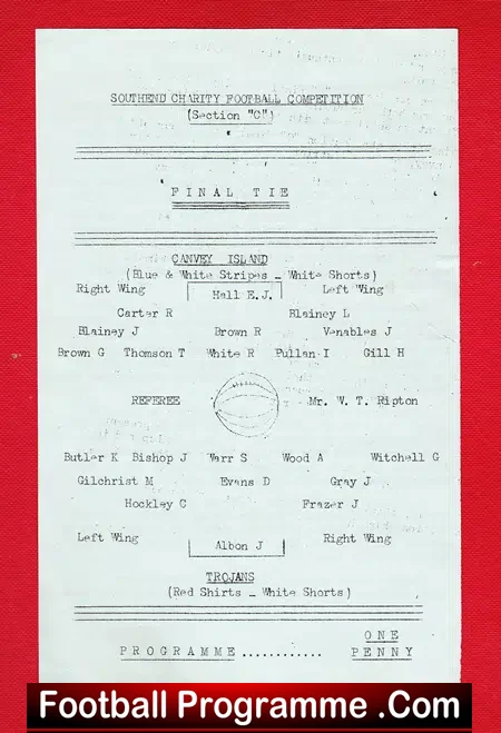 Canvey Island v Trojans 1948 – Charity Cup Final