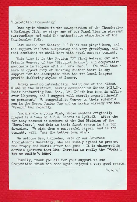 Canvey Island v Trojans 1948 - Charity Cup Final