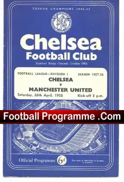 Chelsea v Manchester United 1958 - Multi Autographed SIGNED - football programme