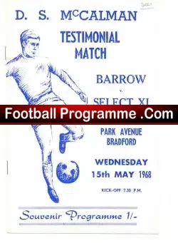 Don McCalman Testimonial Benefit Match Barrow 1968