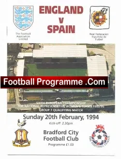 England Ladies v Spain 1994 – Women’s Football International