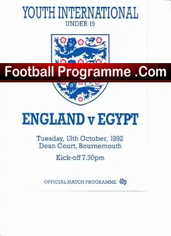 England v Egypt 1992 – Under 19 Dean Court Bournemouth – Pollock