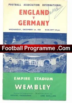 England v Germany 1954 - Autographed Signed - football programme