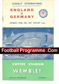 England v Germany 1959 - Wembley Smith - Schoolboys - football programme