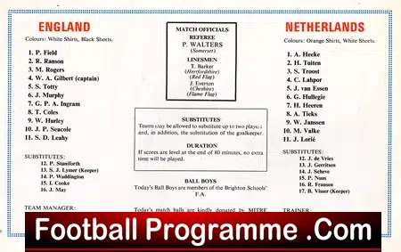 England v Holland 1975 – Wembley School Boys